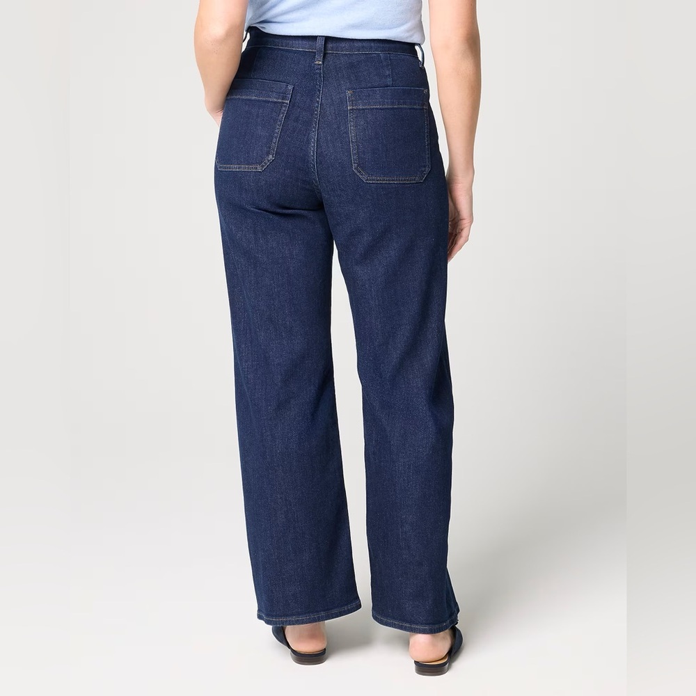 J Crew Factory Full Length Slim Wide Leg Sailor Jeans 35 Tall Premium Edition - Picture 2 of 15